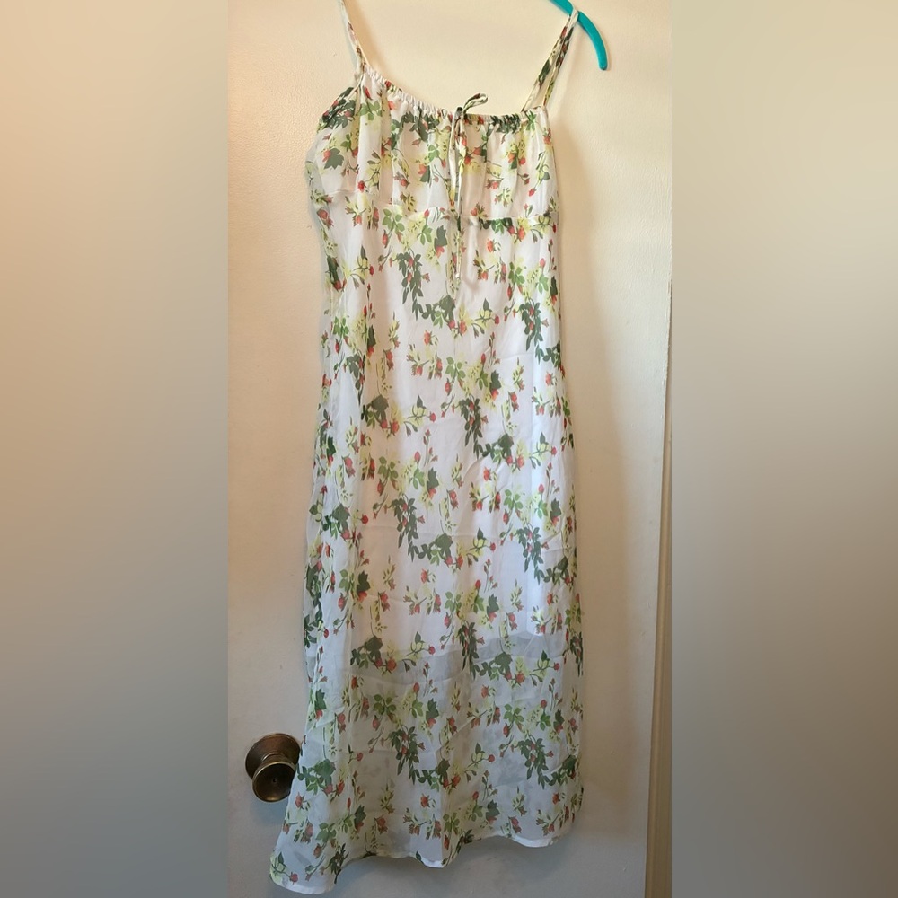 Sheer floral Y2K vintage spaghetti strap babydoll dress by hot papaya Large